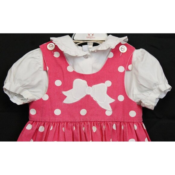 VTG Kelly's Kids Pink Polka Dot Dress Bow Blouse 3T Spring Summer Casual Fast Fr - Picture 2 of 7
